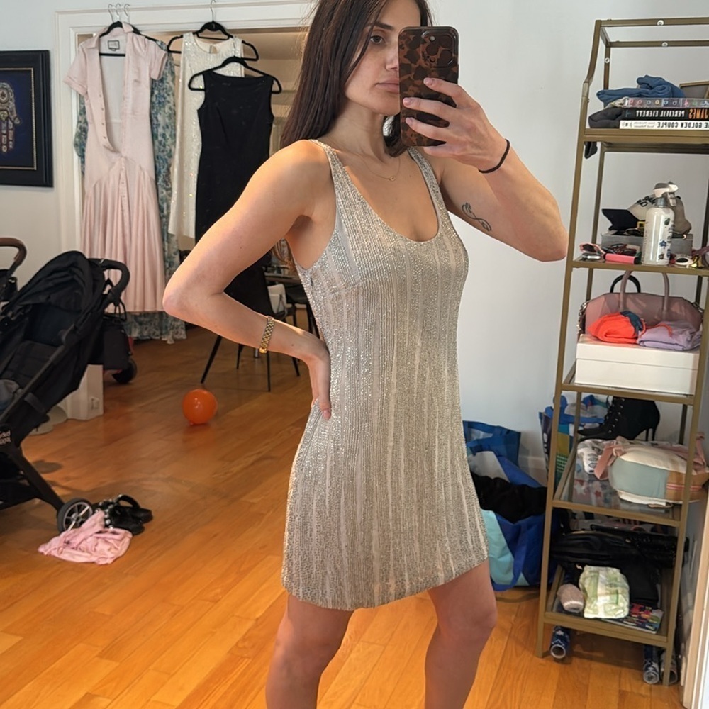 BNWT halston heritage beaded mini dress